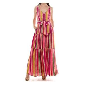 NWT Women’s Size 10 Taylor V-Neck Sleeveless Multicolor Tiered Maxi Dress